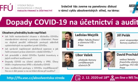 2. prosince 2020 Online panelová diskuse: Dopady COVID-19 na účetnictví a audit