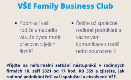10. září: První setkání „VŠE Family Business Club“